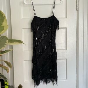 Elegant Black Fringe Dress